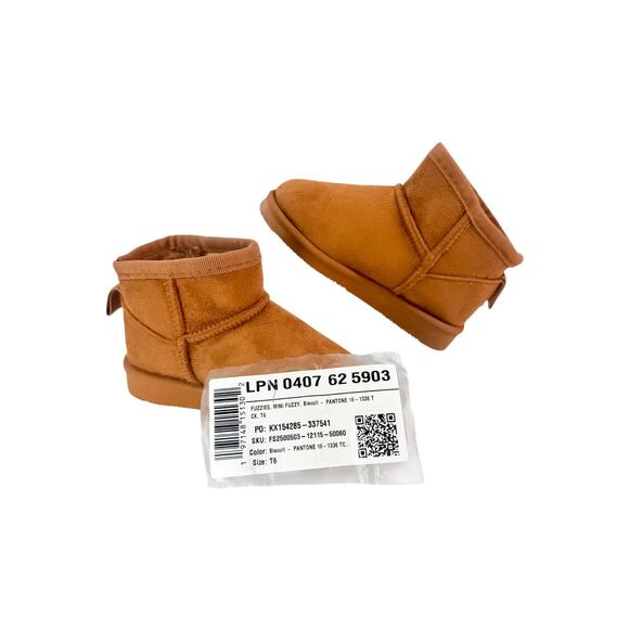 FabKids Brown Faux Suede Pull-On Booties - Toddler Size 6 - Picture 8 of 8